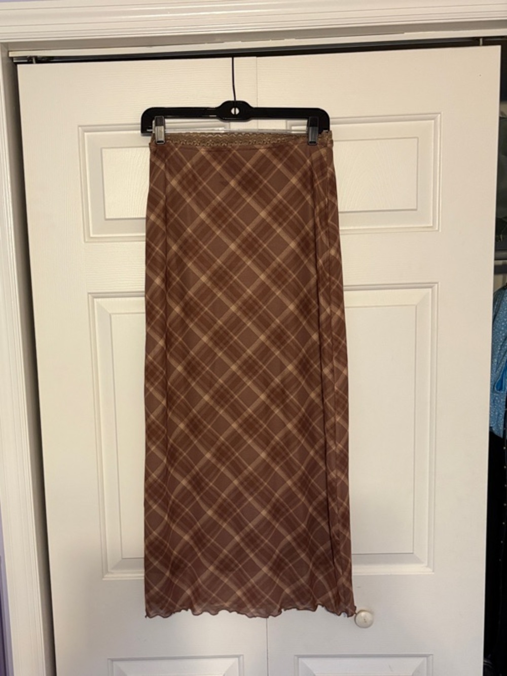 Olive & Oak Brown Plaid Midi Skirt